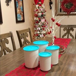 Tupperware White and Blue Storage Containers Set